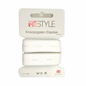 Restyle Knoopsgaten Elastiek 18mm/1mtr kleur Wit