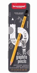 Bruynzeel  grafiet potloden set blik 6 stuks