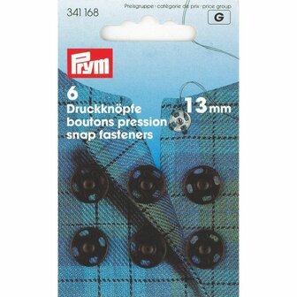 Prym Drukkers Zwart 6 stuks 13mm