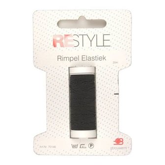 Restyle Rimpel Elastiek 20meter Zwart