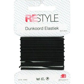 Restyle dunkoord Elastiek 1,4mm/ 4mtr Zwart
