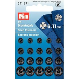Prym  Aannaaidrukknopen MS 6-11 mm ass. zwart