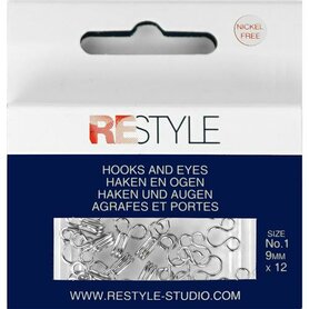  ReStyle Haken en ogen nr. 1 zilver, 12 stuks 