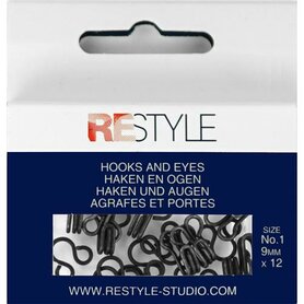 ReStyle Haken en ogen nr. 1 zwart, 12 stuks