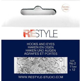  ReStyle Haken en ogen nr. 2 zilver, 12 stuks 