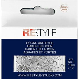 ReStyle Haken en ogen nr. 3 zilver, 12 stuks