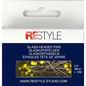 Restyle Glaskopspelden staal 0,60 x 38 mm geel 100 stuks