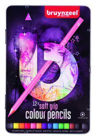 BZL Blik 12 Kleurpotloden triple Soft Feel Roze