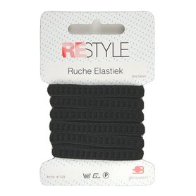 Restyle Ruche Elastiek 10mm/ 2mtr kleur Zwart
